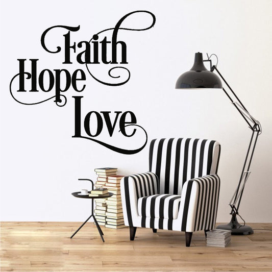 "Faith Hope Love" Wall Sticker – Inspirational Home Décor