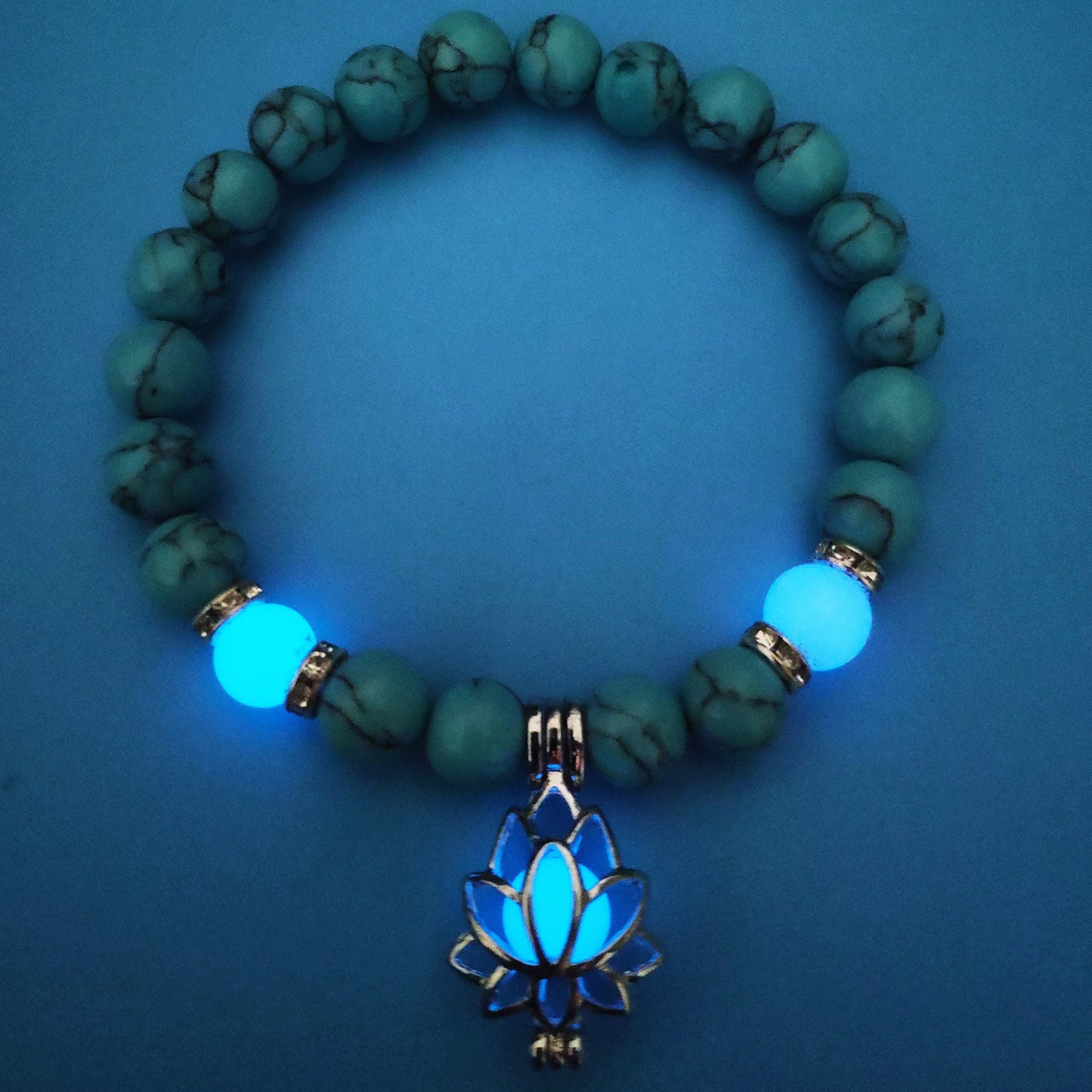 Luminous Lotus Energy Bracelet – Glow-in-the-Dark Yoga Beads