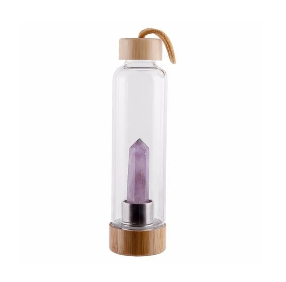 Crystal Infused Glass Water Bottle – Energize Your Hydration