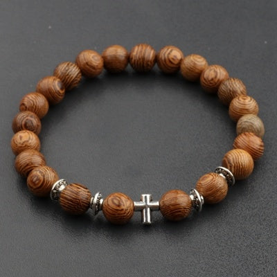 Wood & Onyx Bead Bracelet – Boho Meditation Style