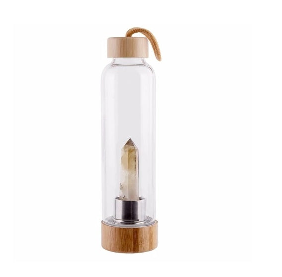 Crystal Infused Glass Water Bottle – Energize Your Hydration