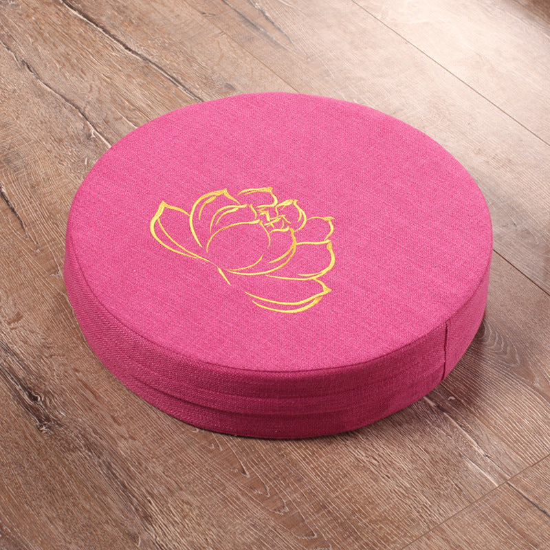 Embroidered Linen Meditation Cushion – Lotus Floor Futon