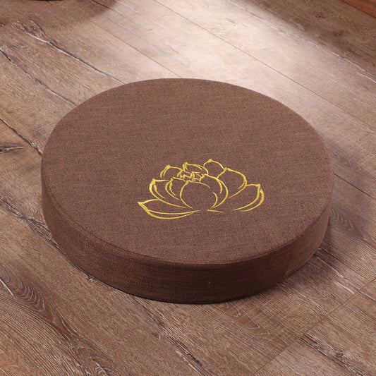 Embroidered Linen Meditation Cushion – Lotus Floor Futon