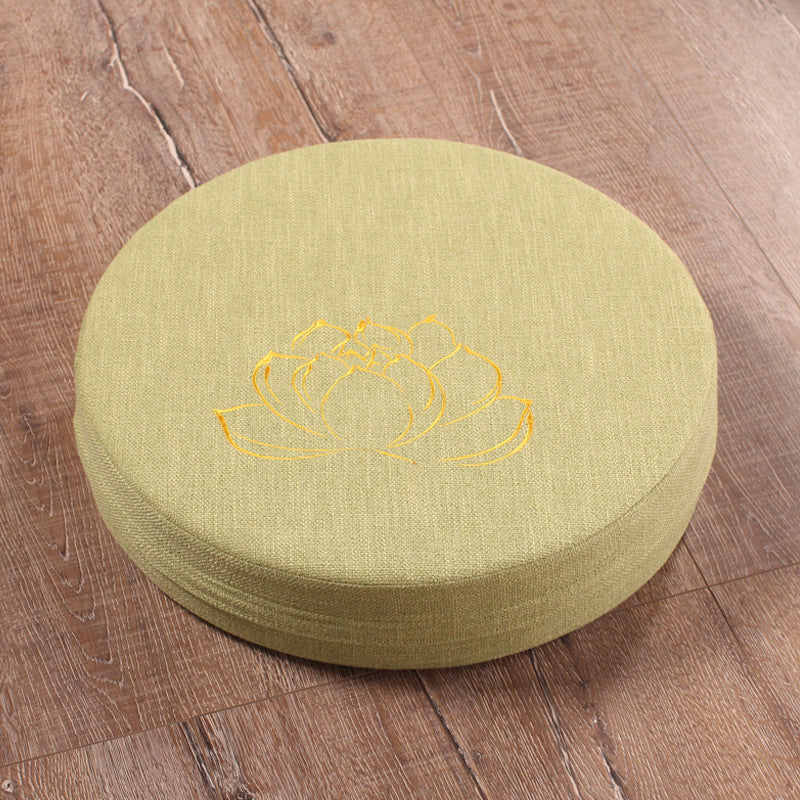 Embroidered Linen Meditation Cushion – Lotus Floor Futon