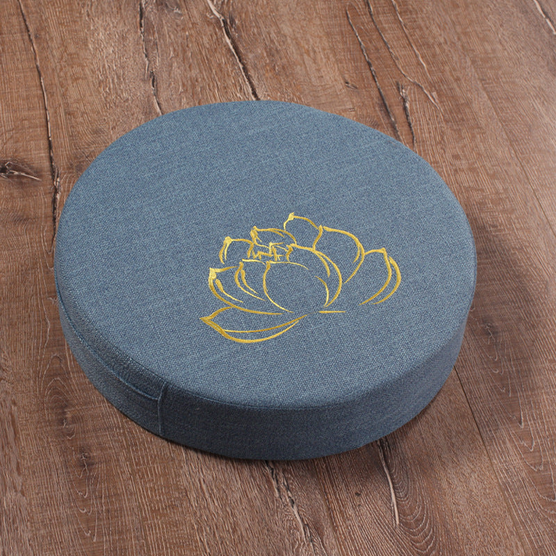 Embroidered Linen Meditation Cushion – Lotus Floor Futon