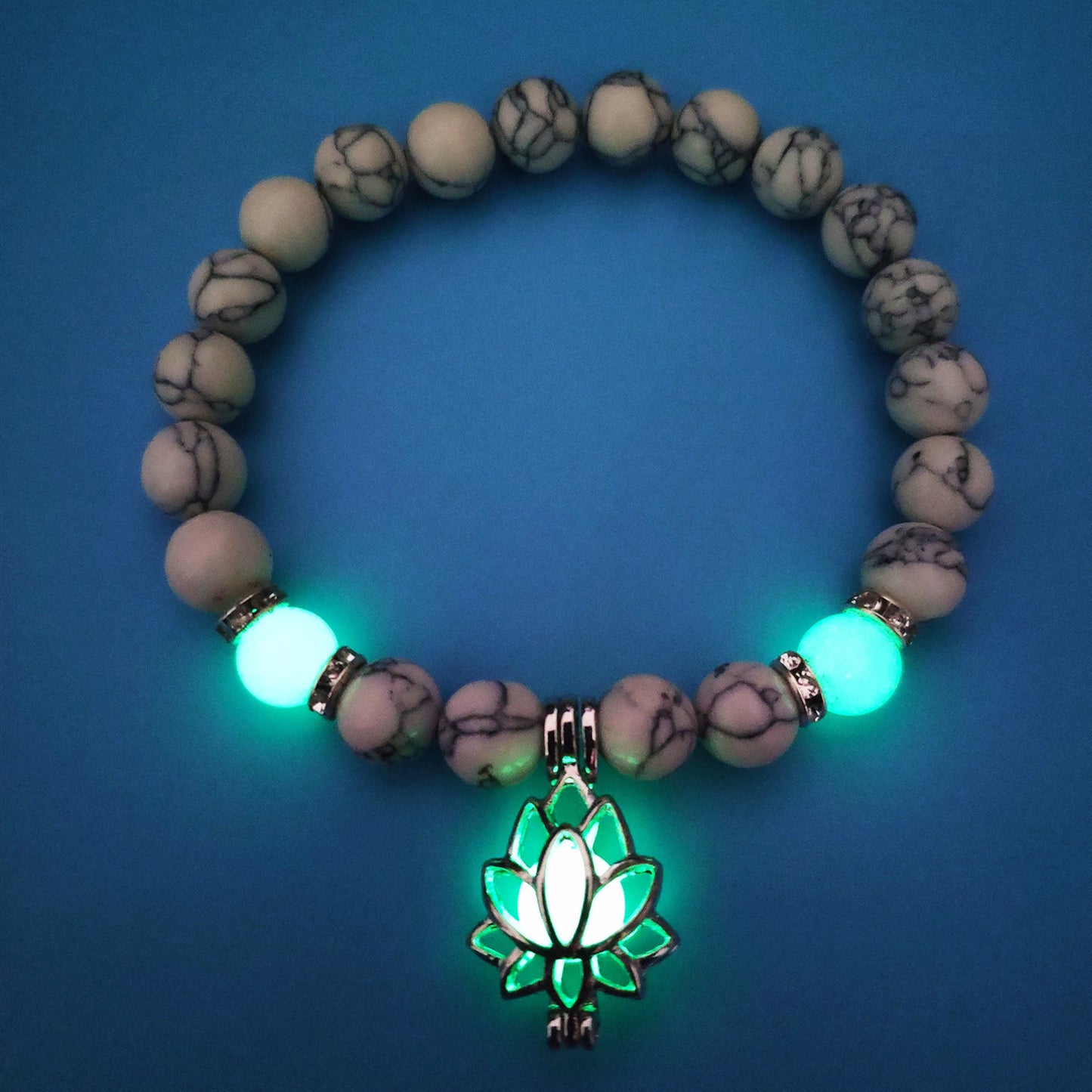 Luminous Lotus Energy Bracelet – Glow-in-the-Dark Yoga Beads