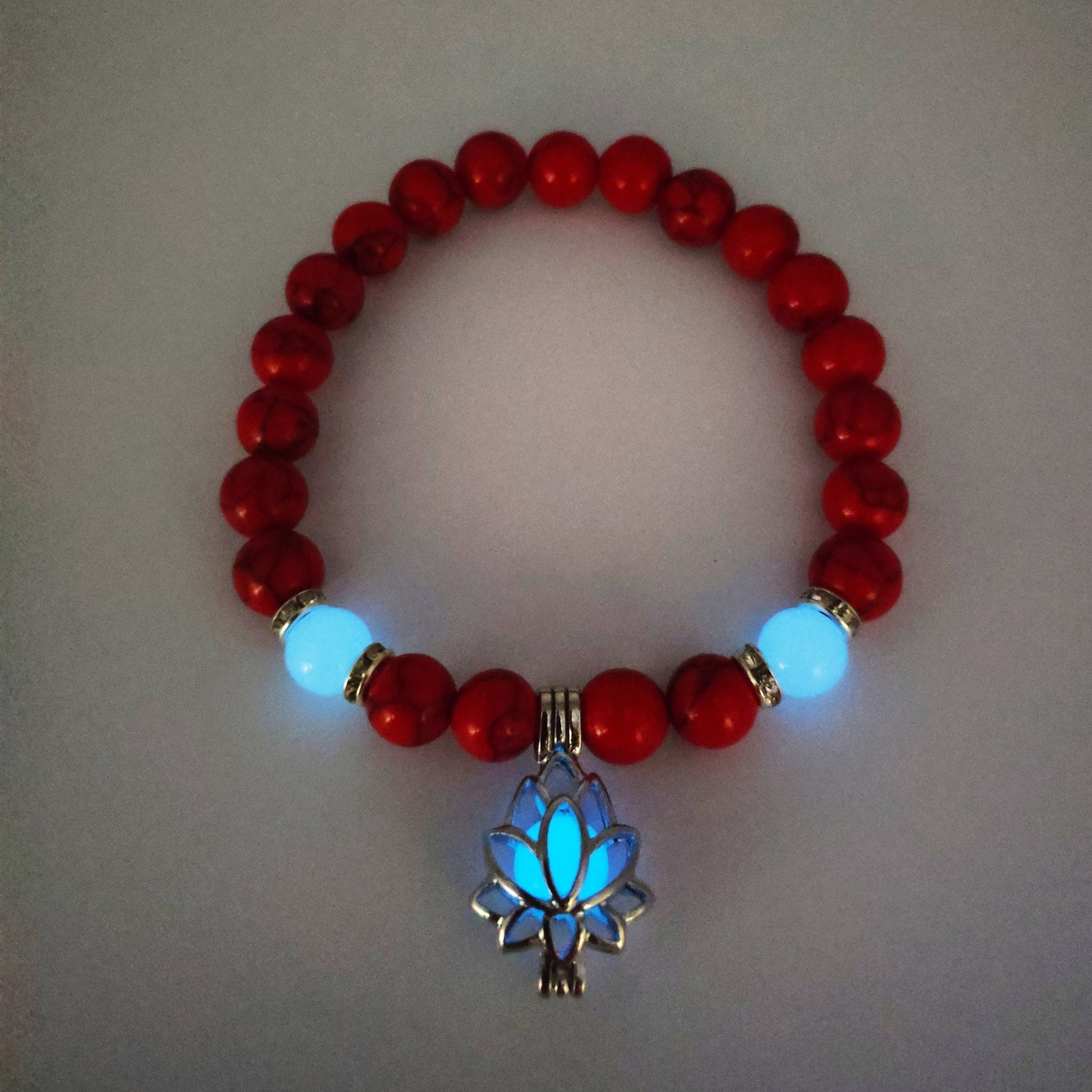 Luminous Lotus Energy Bracelet – Glow-in-the-Dark Yoga Beads