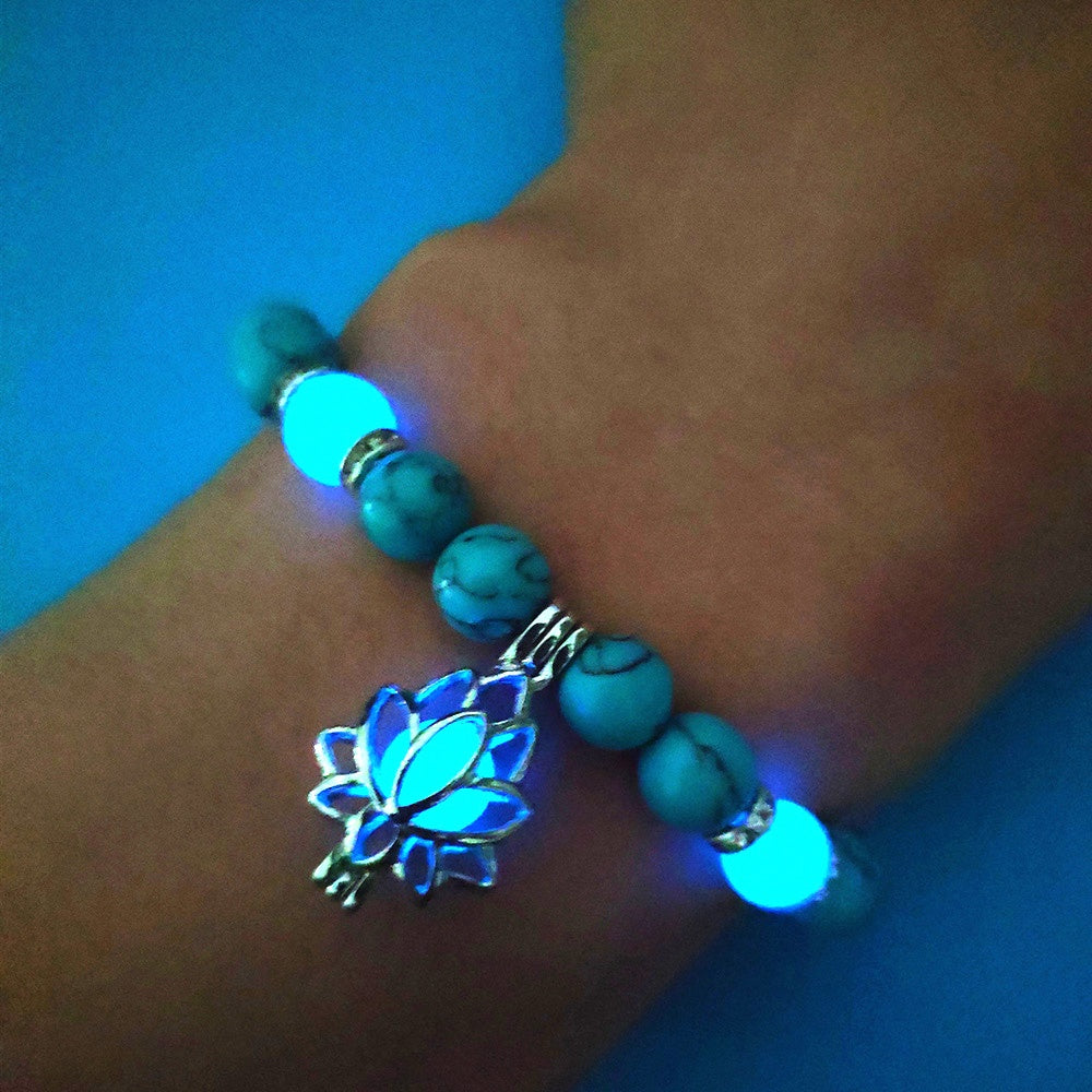 Luminous Lotus Energy Bracelet – Glow-in-the-Dark Yoga Beads