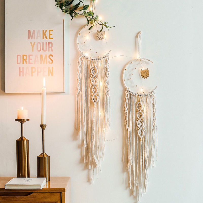 Boho Star & Moon Dreamcatcher – Handmade Wall Hanging