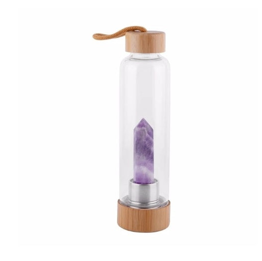 Crystal Infused Glass Water Bottle – Energize Your Hydration