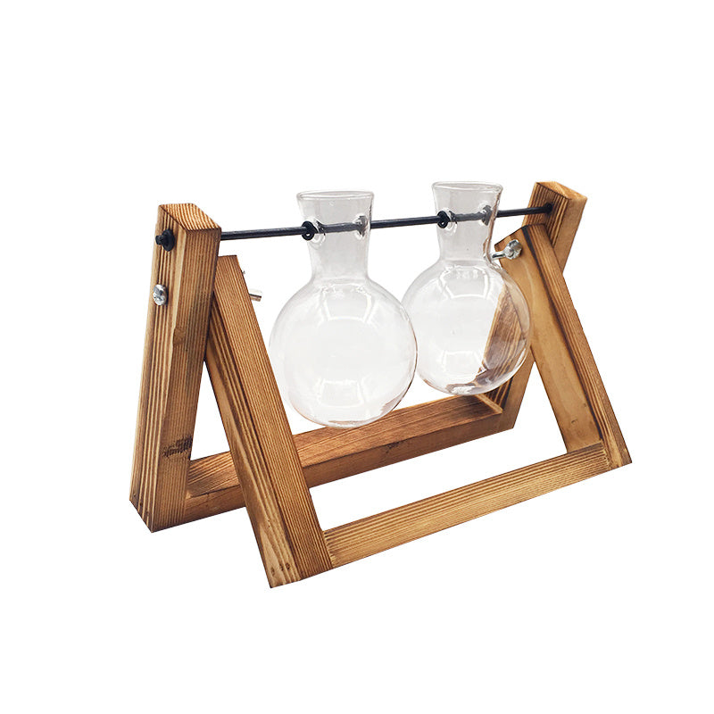 Rustic Glass & Wood Vase Set – Minimalist Home Décor