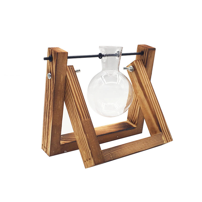 Rustic Glass & Wood Vase Set – Minimalist Home Décor