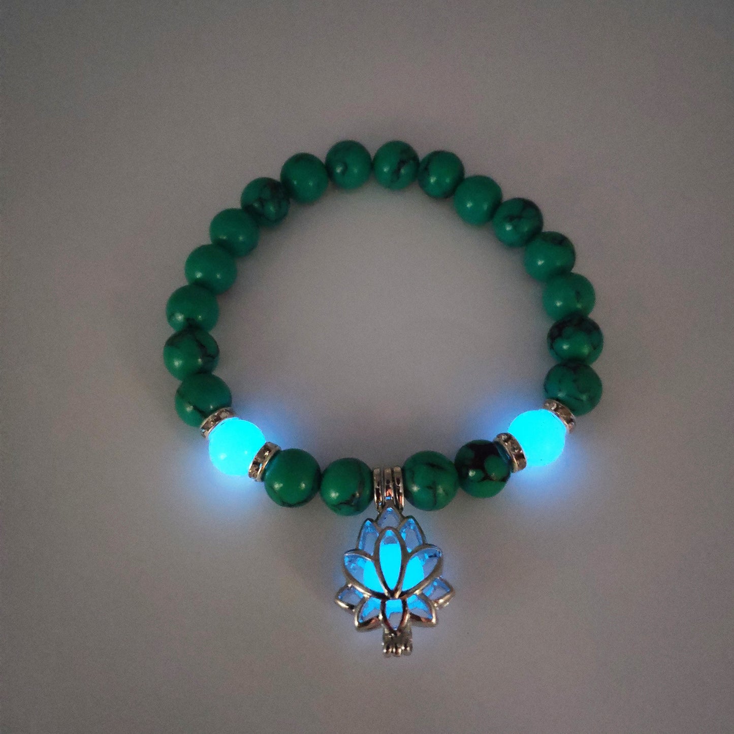 Luminous Lotus Energy Bracelet – Glow-in-the-Dark Yoga Beads