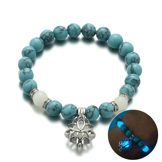 Luminous Lotus Energy Bracelet – Glow-in-the-Dark Yoga Beads