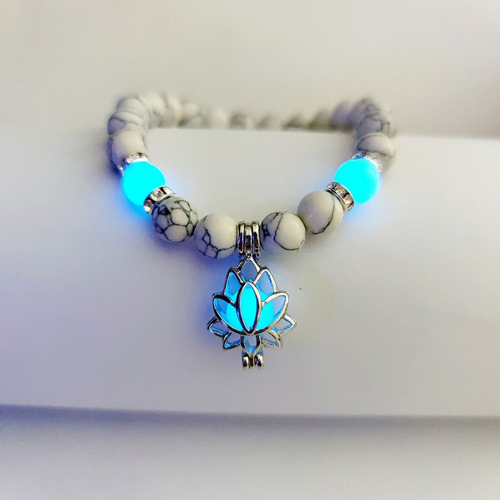 Luminous Lotus Energy Bracelet – Glow-in-the-Dark Yoga Beads