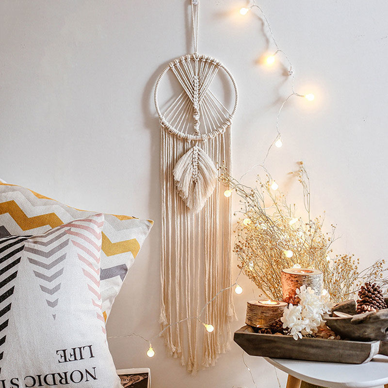 Boho Star & Moon Dreamcatcher – Handmade Wall Hanging