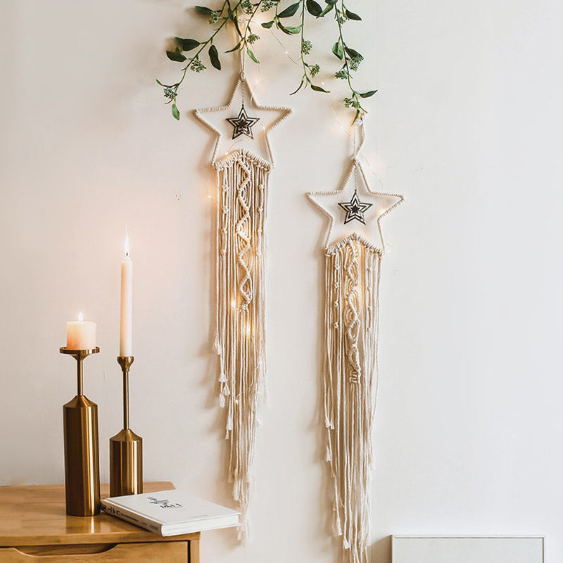 Boho Star & Moon Dreamcatcher – Handmade Wall Hanging